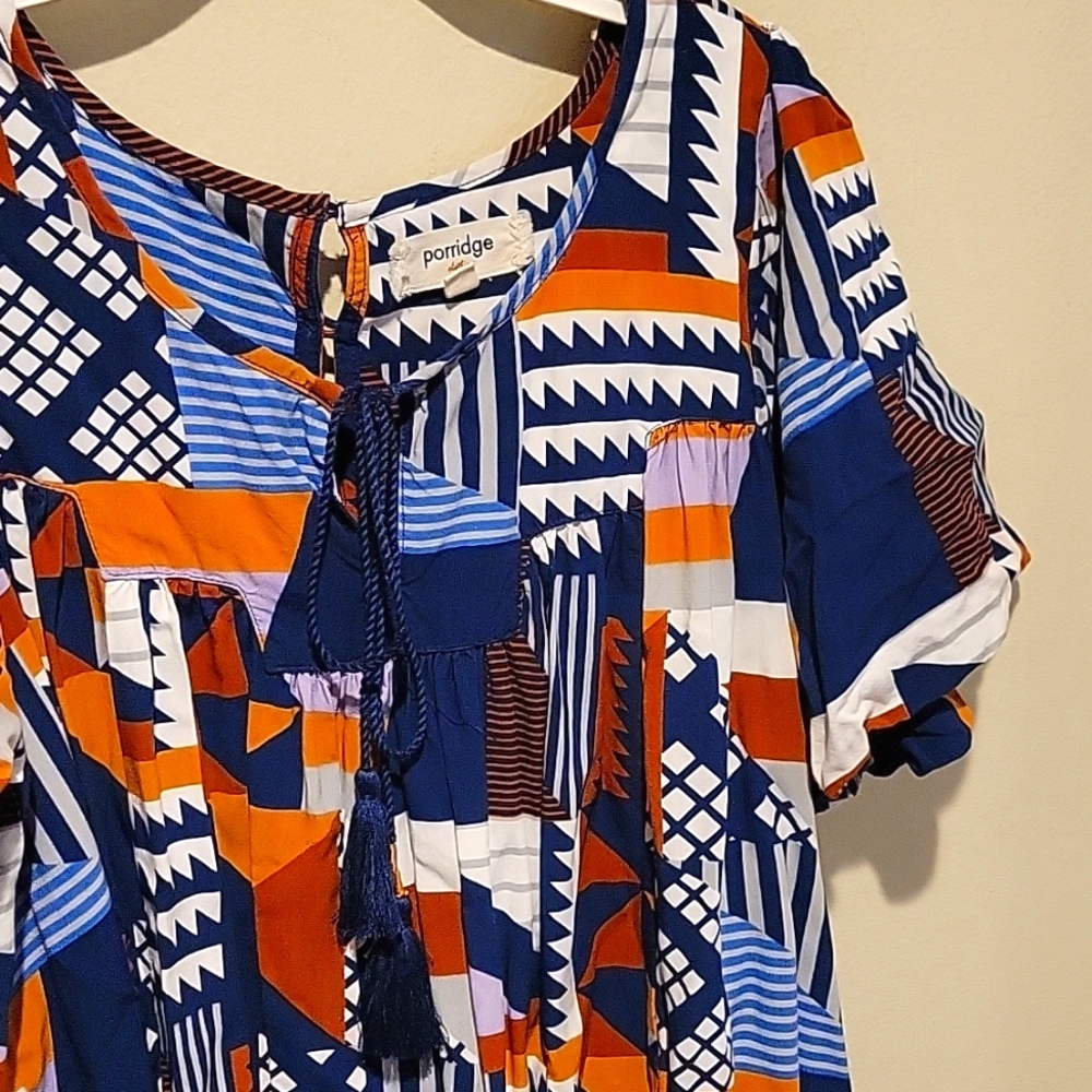 ❤️ NWOT! ANTHROPOLOGIE PORRIDGE VENTURA ABSTRACT BLUE ORANGE WHITE TOP, SMALL - Picture 6 of 11